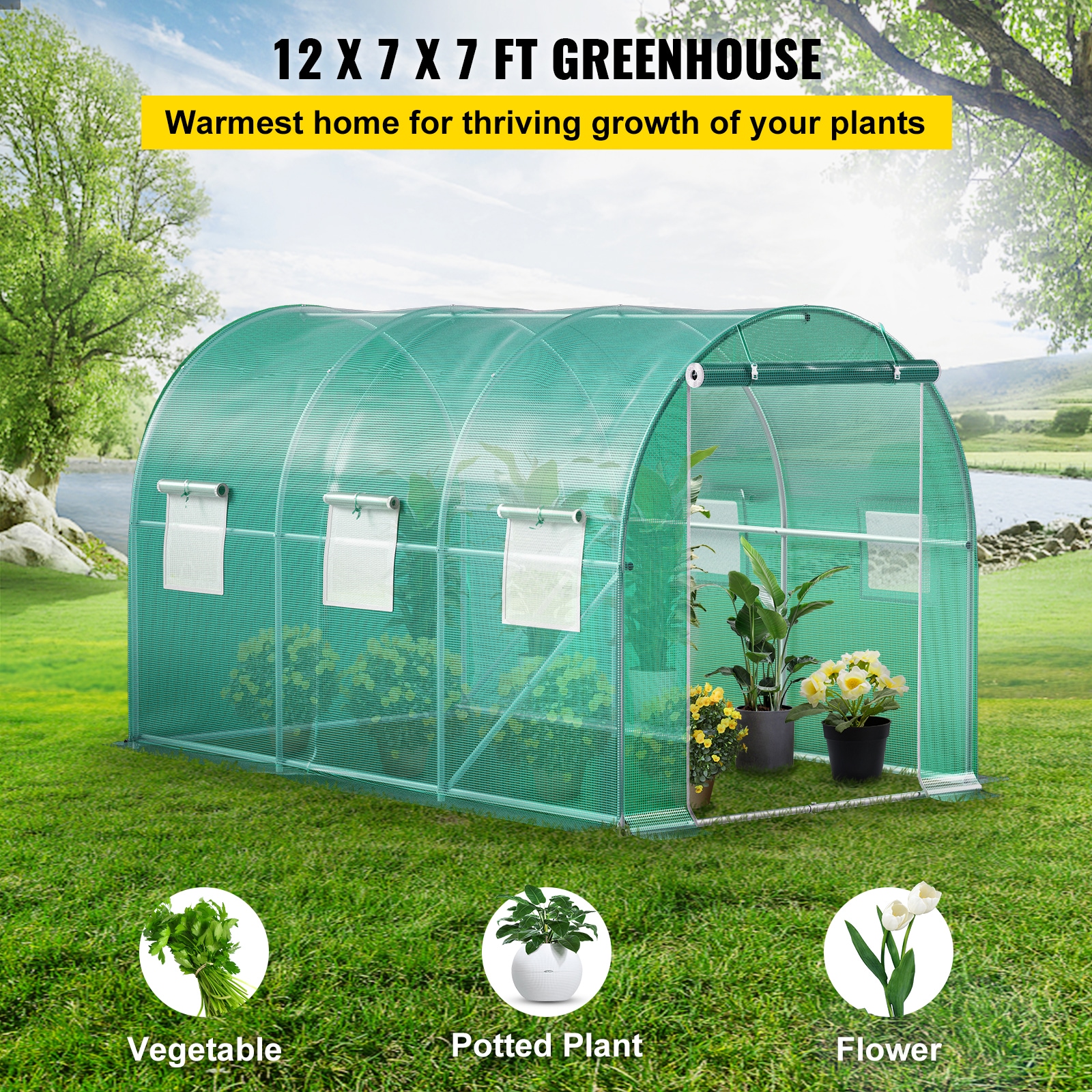 Walk-in Greenhouse Tunnel With Galvanized Steel Frame And Windows_voghion.com